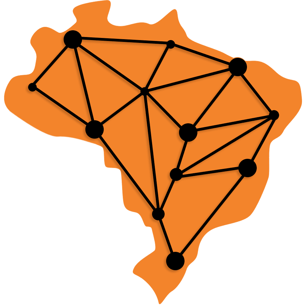 Mapa do Brasil com rede de cobertura nacional